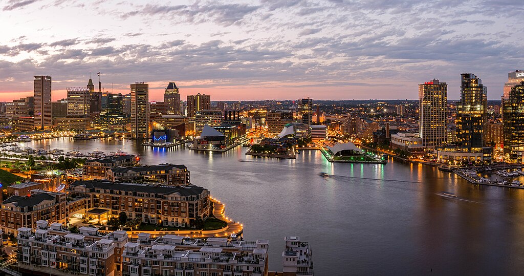 image of Baltimore skyline at sunset